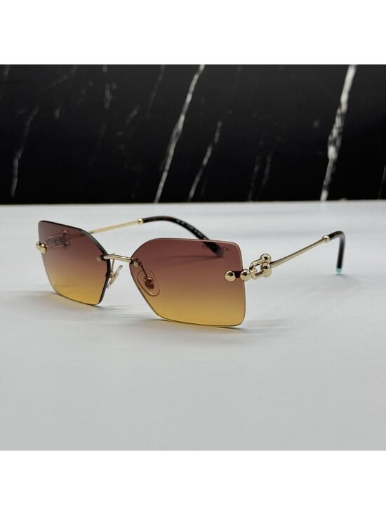 Tiffany & Co TF3088 618978 Brown Gold Rimless Women Sunglasses Authentic NEW
